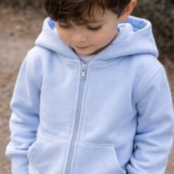 CAMPERA CANGURO CON CAPUCHA FRISADA CELESTE