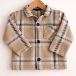 Camisaco de Paño FINO de bebé Beige con negro y blanco