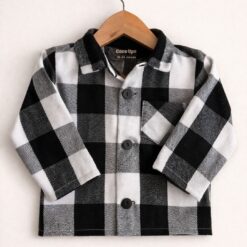 Camisaco de Paño FINO de bebé Negro a Cuadros