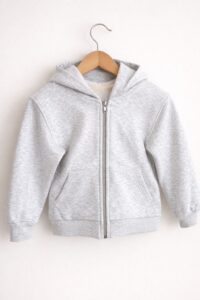 CAMPERA CANGURO CON CAPUCHA FRISADA GRIS MELANGE