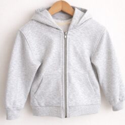 CAMPERA CANGURO CON CAPUCHA FRISADA GRIS MELANGE