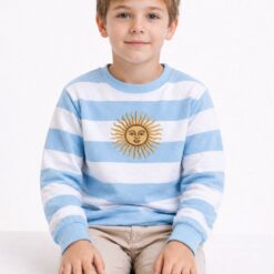 BUZO RAYADO NIÑOS SOL DE MAYO CELESTE