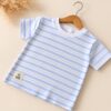 REMERA RAYADA BEBE CELESTE