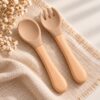 SET TENEDOR Y CUCHARA SILICONA BEIGE