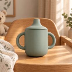 VASO CON DOS ASAS SILICONA VERDE AGUA